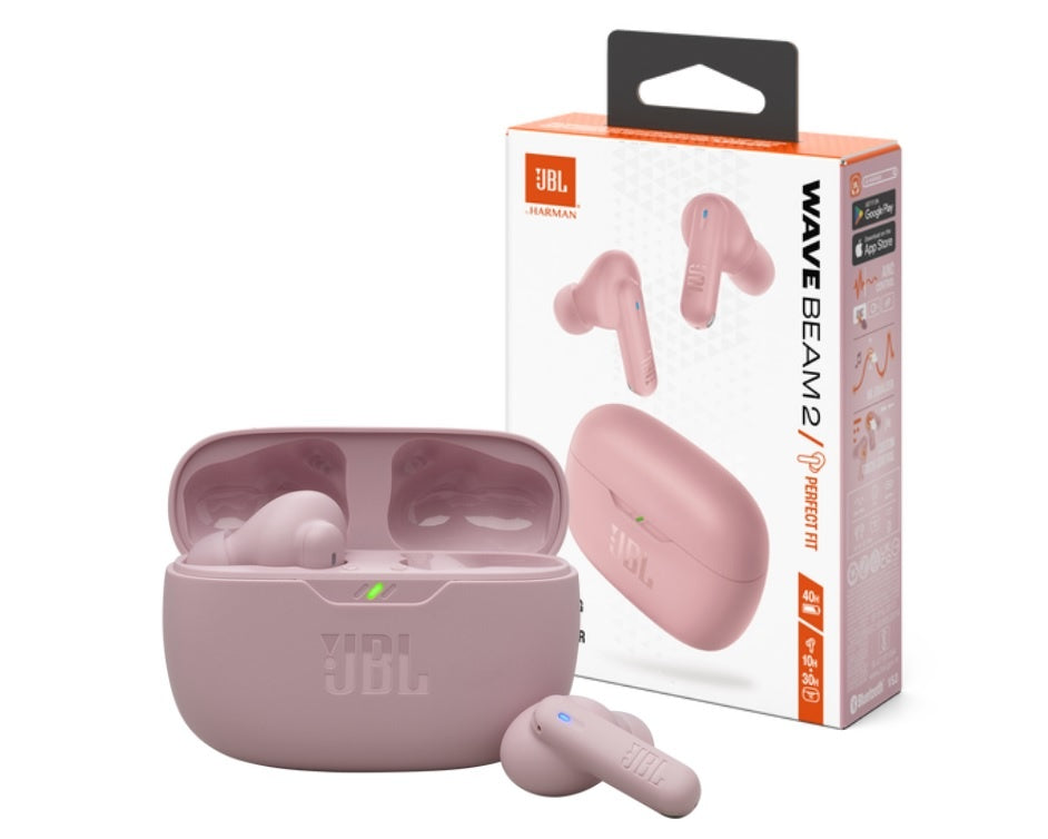Auriculares Jbl Wave Beam 2 Rosa Bluetooth